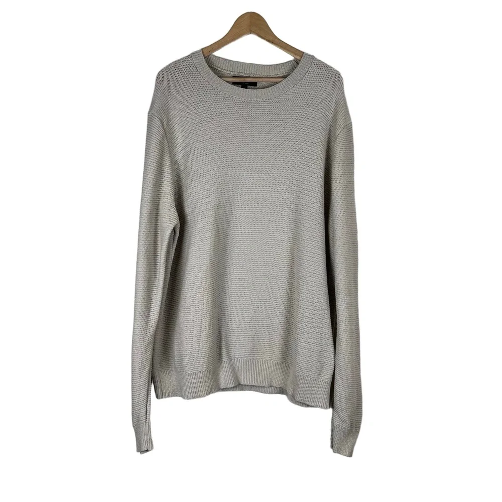 Banana Republic Mens Sweater XXL Tan Linen Blend Textured Quiet Luxury Coastal‎